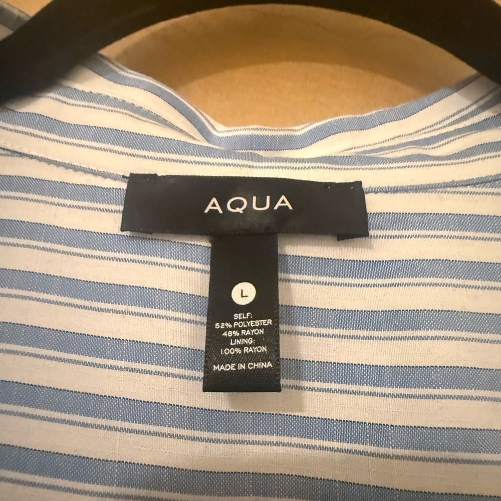 Aqua Striped Cropped Button-Down Bubble Shirt - image 5